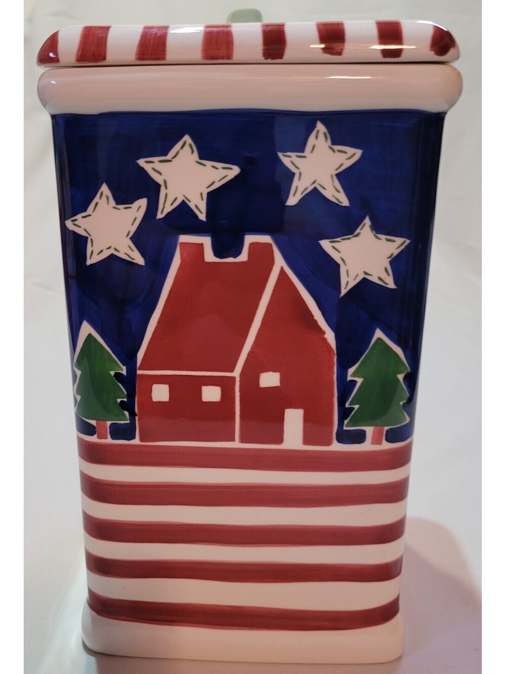 Holiday Trish Richman At Home International Cookie Jar Canister Patriotic